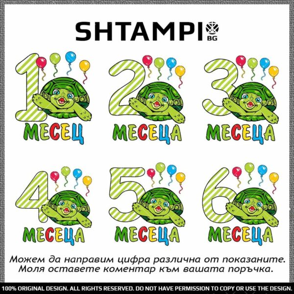 Забавни Семейни тениски с костенурка за Един Месец на бебе момченце - Image 8