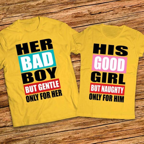 Комплект за него и нея - Тениски с щампа Her Bad Boy - His Good Girl - Image 5