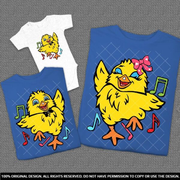 Еднакви Тениски за Майка и син с щампа танцуващо пиленце
