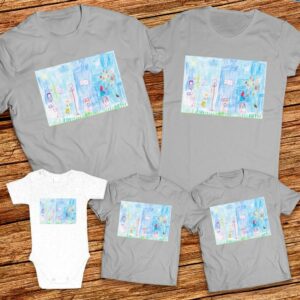 Тениски с щампa с детска рисунка на Емре Мехмед Караалиев, на 4 години от гр. Кричим, общ. Кричим, обл.Пловдив