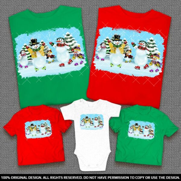 Забавни Семейни тениски и бебешко боди със Снежни Човеци