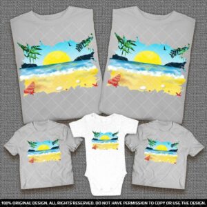 Еднакви Тениски за Лятото с Морски Пейзаж