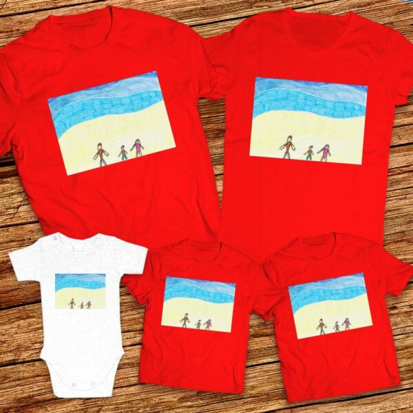 Тениски с щампa с детска рисунка на Себахтин Хюсеин Мустафа на 11г. от гр. Айтос