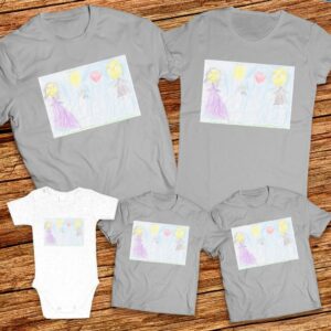 Тениски с щампa с детска рисунка на Антония Димитрова Йорданова на 6 години от гр. Горна Оряховица