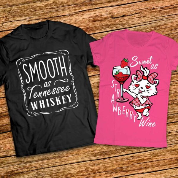 Комплект тениски за влюбени - Smooth as Wiskey - Sweet as Wine - Image 7