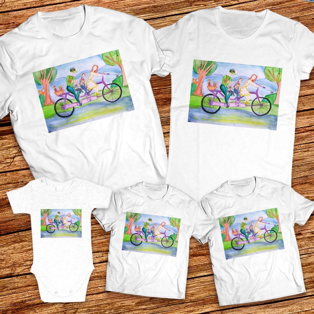 Тениски с щампa с детска рисунка на Виктория Теодорова Димитрова на 11 години от гр. Казанлък