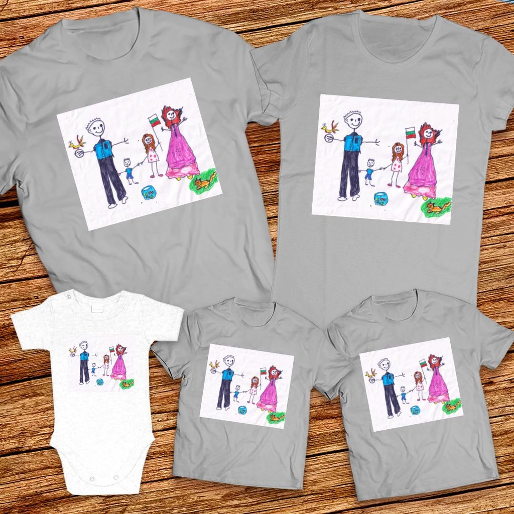 Тениски с щампи с детска рисунка на Виктория Бозова 5г. гр. Рудозем