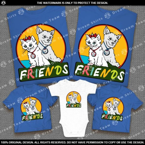 Забавни тениски с куче и коте -приятели