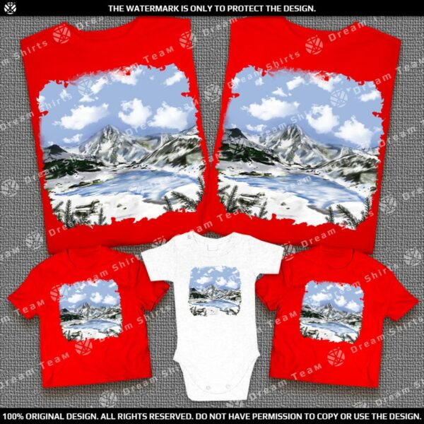 Семейни тениски - Зимен планински пейзаж