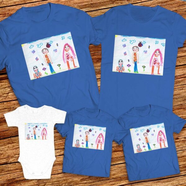 Тениски с щампa с детска рисунка на Ивайла Иванова Иванова на 6 години от гр. Велико Търново