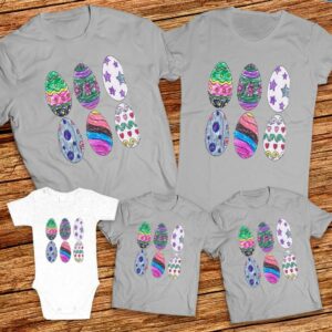 Тениски с щампa с детска рисунка Великденски яйца
