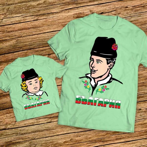 Тениски татко и момче с българска носии - Еднакви Тениска за татко и син