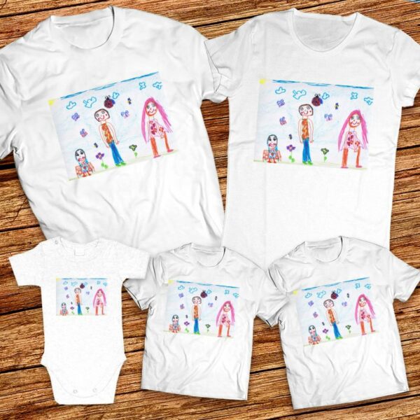 Тениски с щампa с детска рисунка на Ивайла Иванова Иванова на 6 години от гр. Велико Търново