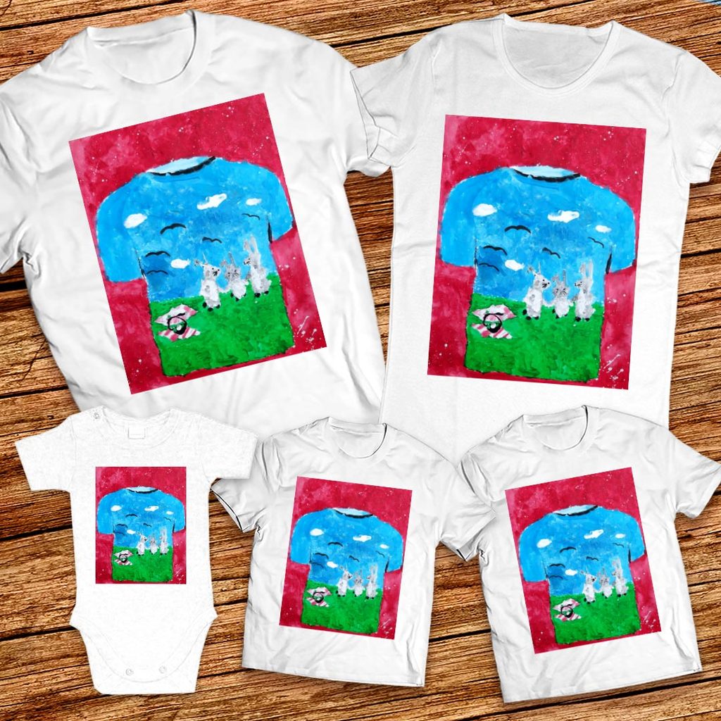 Тениски с щампа с детска рисунка на Герика Валентинова Тодорова 9г. гр. Ямбол