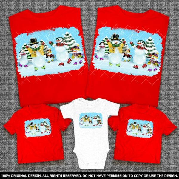 Забавни Семейни тениски и бебешко боди със Снежни Човеци
