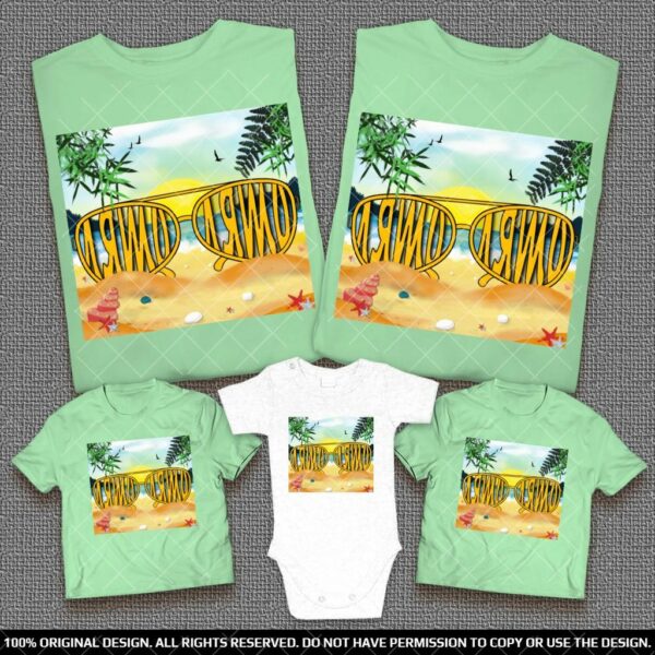 Еднакви Семейни Тениски за Лятото с Морски пейзаж
