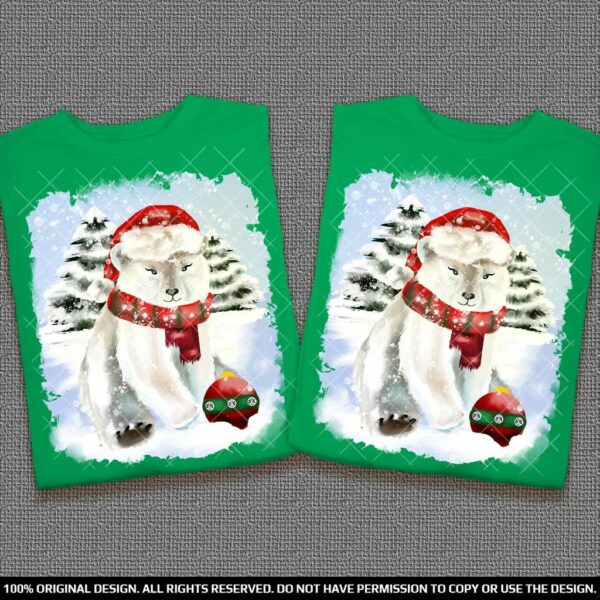 Коледен Комплект тениски за Двойки с Бяло Мече
