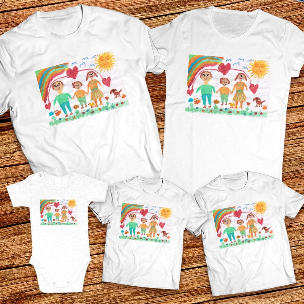 Тениски с щампa с детска рисунка на Христомир Христов Келчев на 5 г. от Смолян
