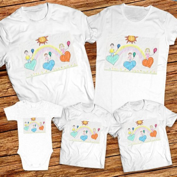 Тениски с щампa с детска рисунка на Александър Димитров от гр. Бургас на 7г.