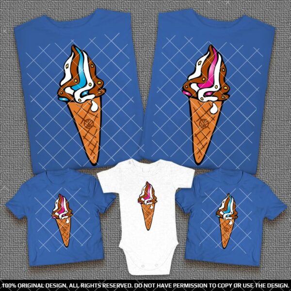 Еднакви Тениски за Семейства и Компании със Сладоледи във фунийка