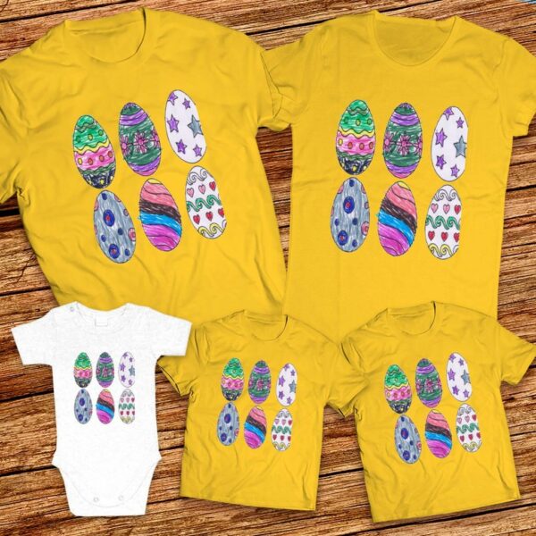 Тениски с щампa с детска рисунка Великденски яйца