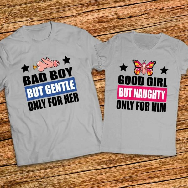 Забавен подарък за него и нея - Тениски с щампи - Bad Boy и God Girl - Image 2