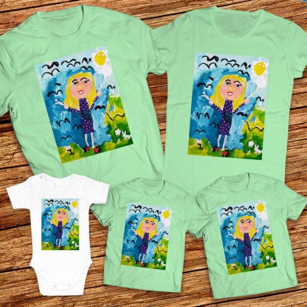 Тениски с щампa с детска рисунка на Надежда Василева 5г.