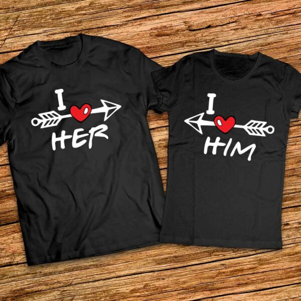 Подарък с надпис за влюбени - Тениски I love her - I love him - Image 5
