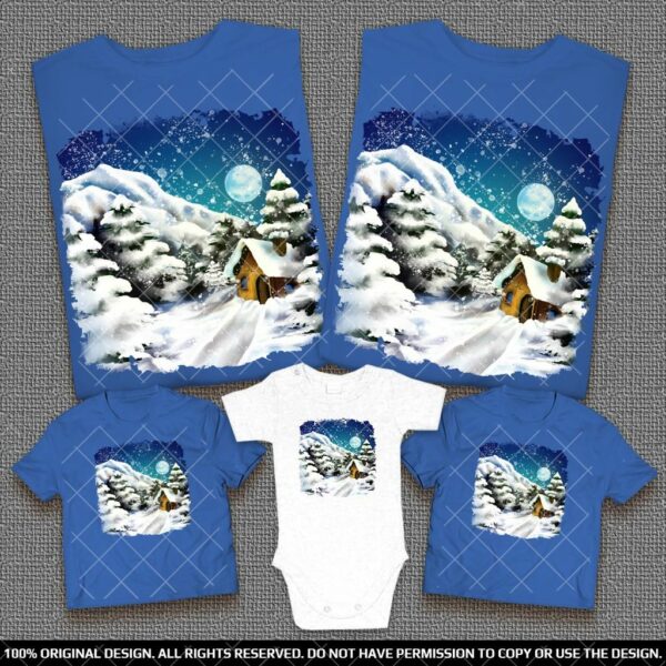 Семейни тениски със зимен пейзаж