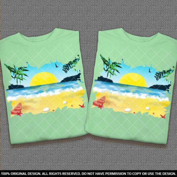 Еднакви тениски за Двойки с Морски Пейзаж