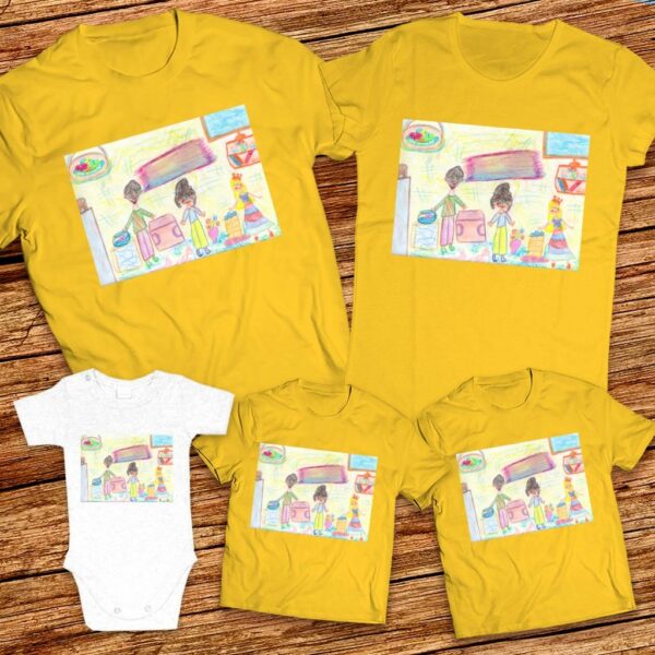 Тениски с щампа с  детска рисунка на Гюлюмсер Шериф Айваз 6г. гр. Тервел