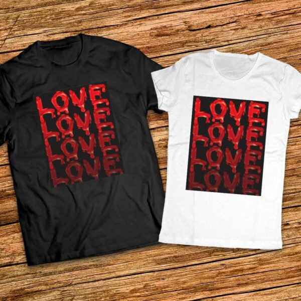 Еднакви тениски с надписи за двойки - Love - Любов