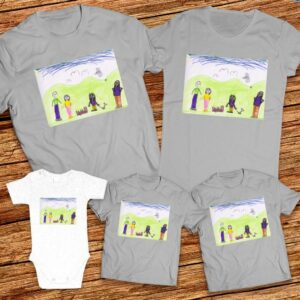 Тениски с щампa с детска рисунка на Рейна Руменова Димитрова на 6 години от гр. Горна Оряховица