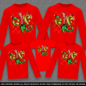 Коледни Семейни блузи с дълъг ръкав с Дизайнерски надпис ЕЛФИ