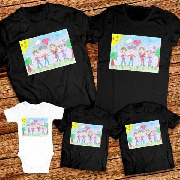 Тениски с щампа с детска рисунка на Рая Ганчева 6г. гр. Кърджали