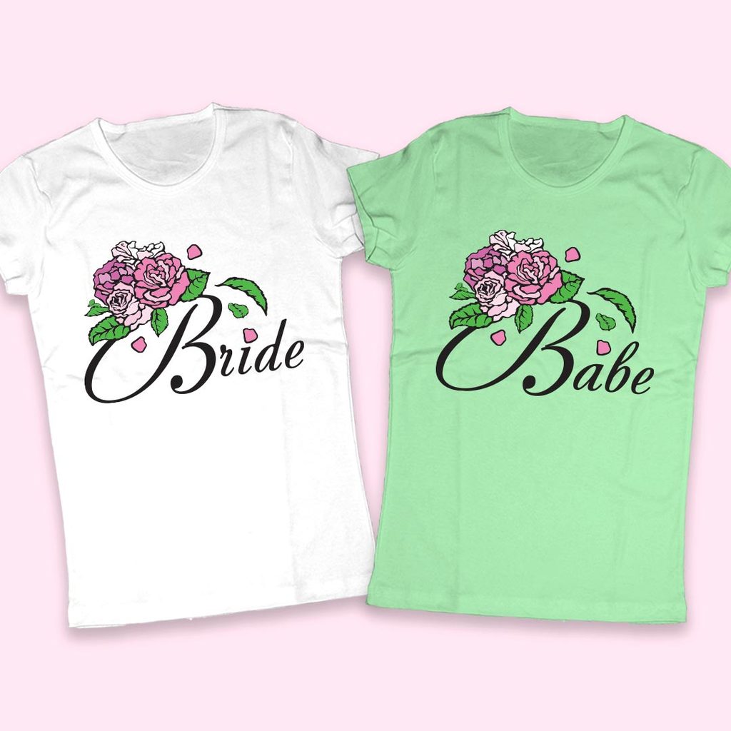 Модерен цвят тениски за Моминско парти cъс стилизирани рози