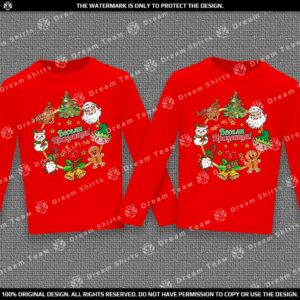 Коледен комплект блузи с дълъг ръкав с надпис Весели Празници в кръг