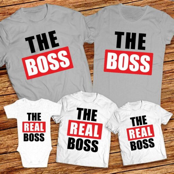 Забавни семейни тениски - Мама, Татко и аз - The Boss - The Real Boss