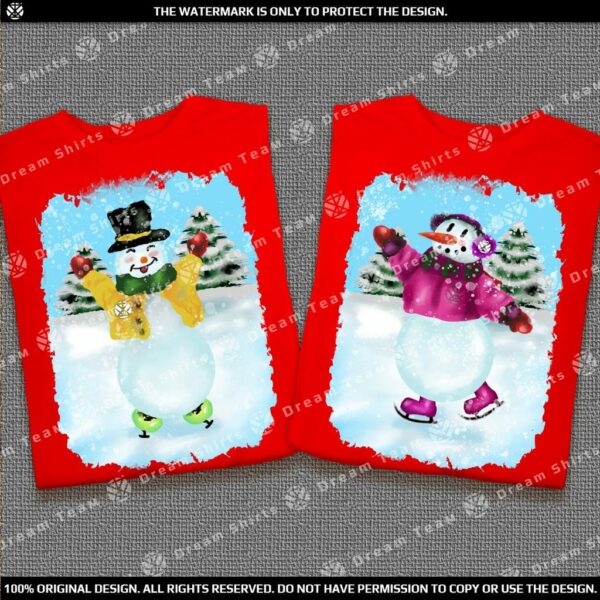 Комплект тениски за Двойки със Снежни Човеци