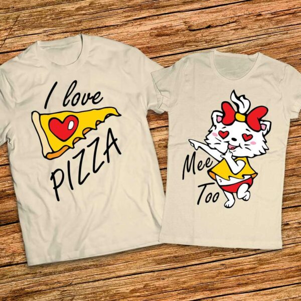 За Любители на пицата - Забавни тениски - I love Pizza - Me too - Image 3