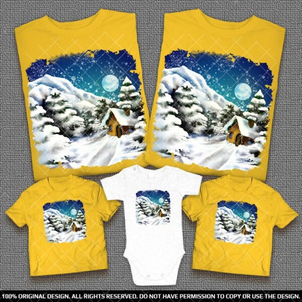 Семейни тениски със зимен пейзаж