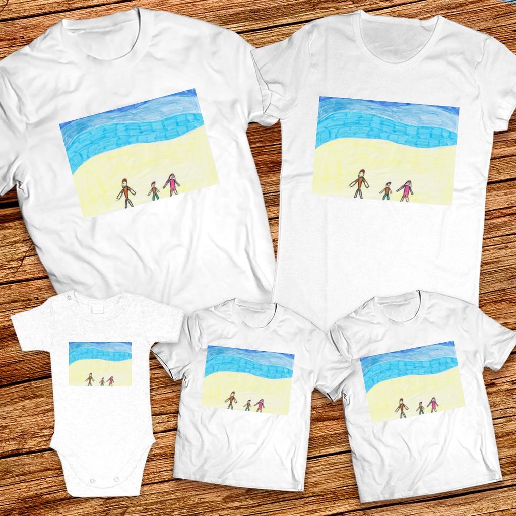 Тениски с щампa с детска рисунка на Себахтин Хюсеин Мустафа на 11г. от гр. Айтос