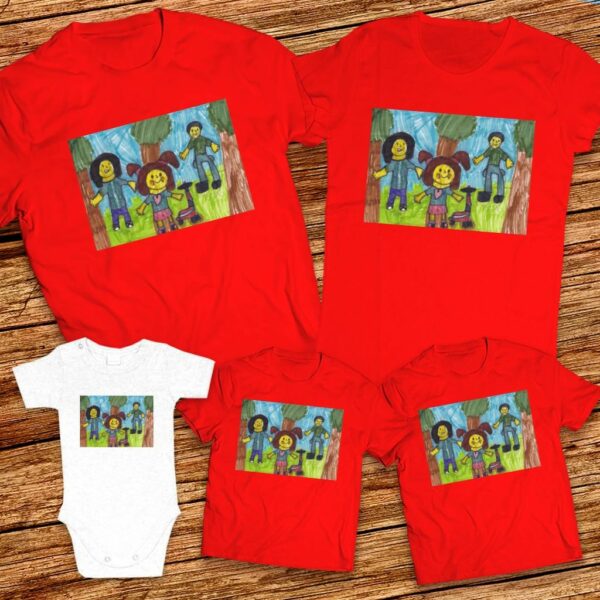 Тениски с щампa с детска рисунка на Росица Матакидис Bъзраст 7год. Местожителство София