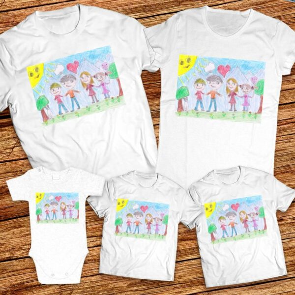 Тениски с щампа с детска рисунка на Рая Ганчева 6г. гр. Кърджали