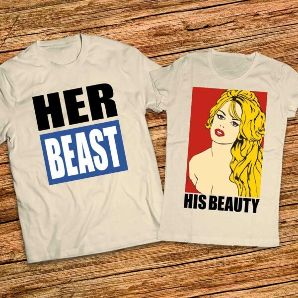 Тениски Красавицата и Звяра - His Beauty - Her Beast - Комплект за Него и Нея - Image 4