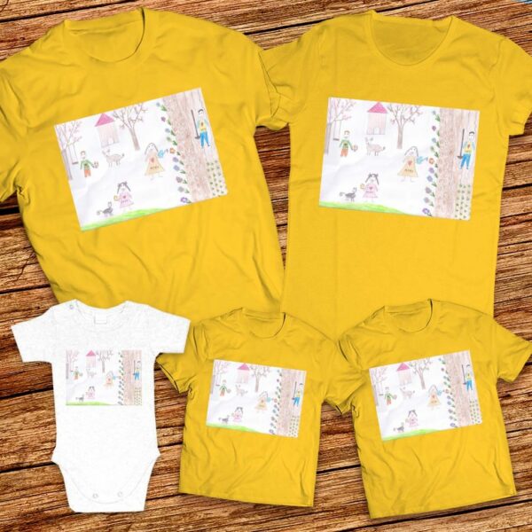 Тениски с щампа с  детска рисунка на Станислав Кръстев 8г. гр. Луковит