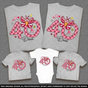 Подарък семейни тениски и Бебешко боди по случай 40 дена на бебето момиченце