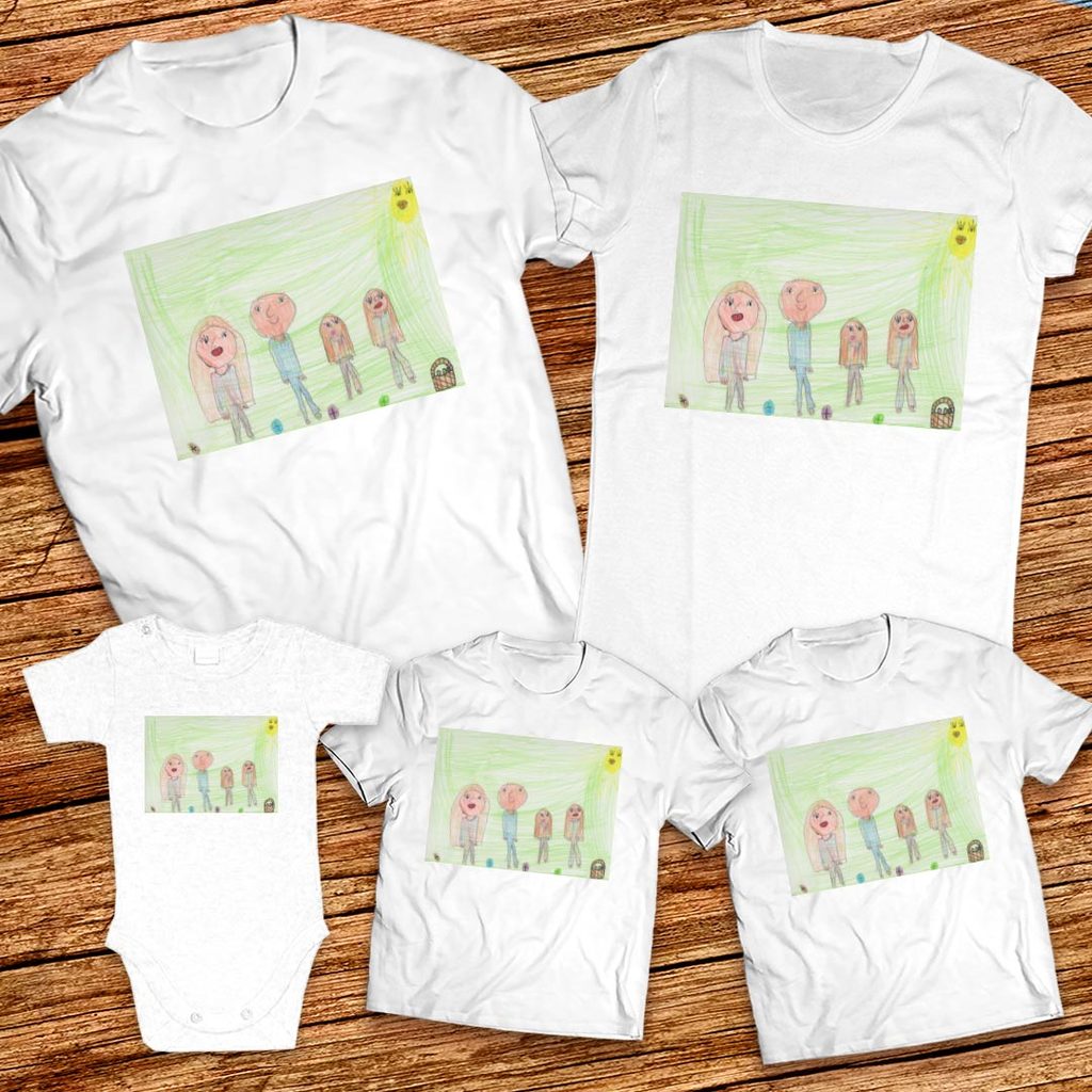 Тениски с щампa с детска рисунка на Магдалена Деянова Дочева на 6 години от Гр. Горна Оряховица