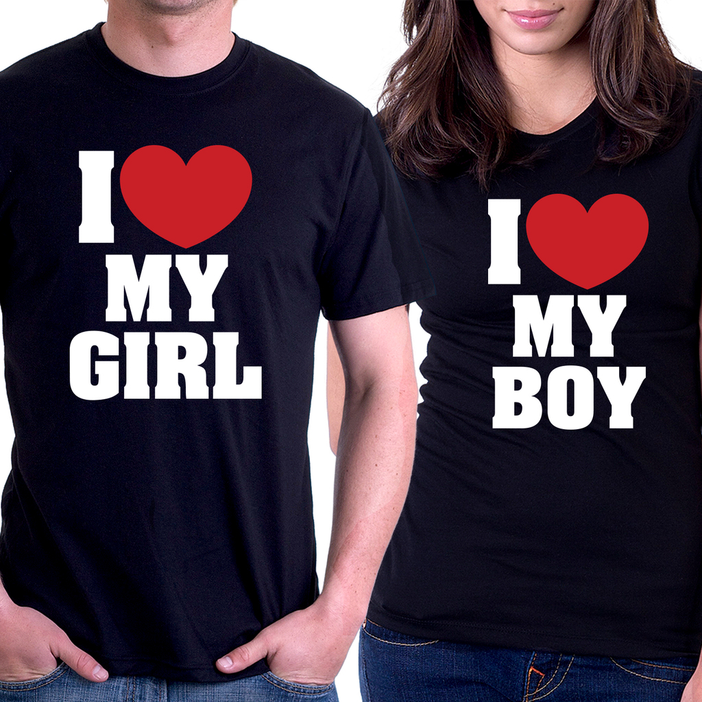 Тениски за двойки - I LOVE MY GIRL, I LOVE MY BOY