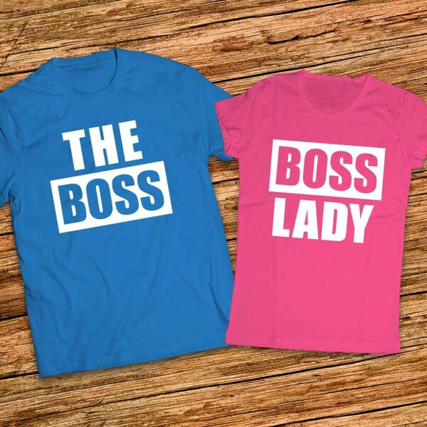 Тениски с щампи за него и нея - The Boss - Boss Lady